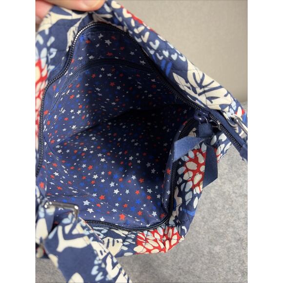Vera Bradley Triple Zip Cross Body Bag Floral Red/White/ Blue Medium - Picture 11 of 11